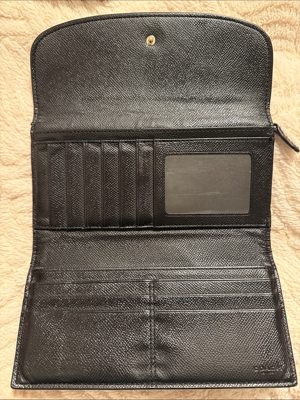 Coach Black Pebbled Leather w/ Removable Checkbook Wallet 2Fer - Picture 8 of 13
